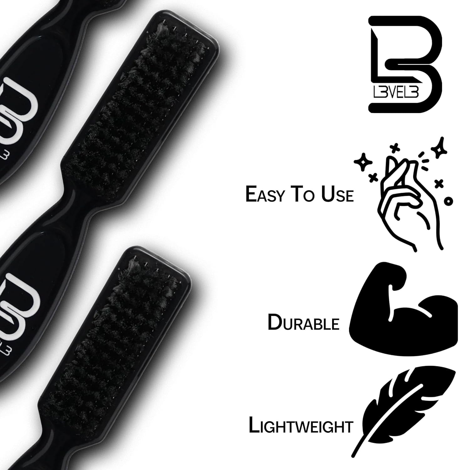 Level 3 Fade Brush Set - Barber Brush Kit for Fades and Lineups - Essential Barber Tool - 3 Pc