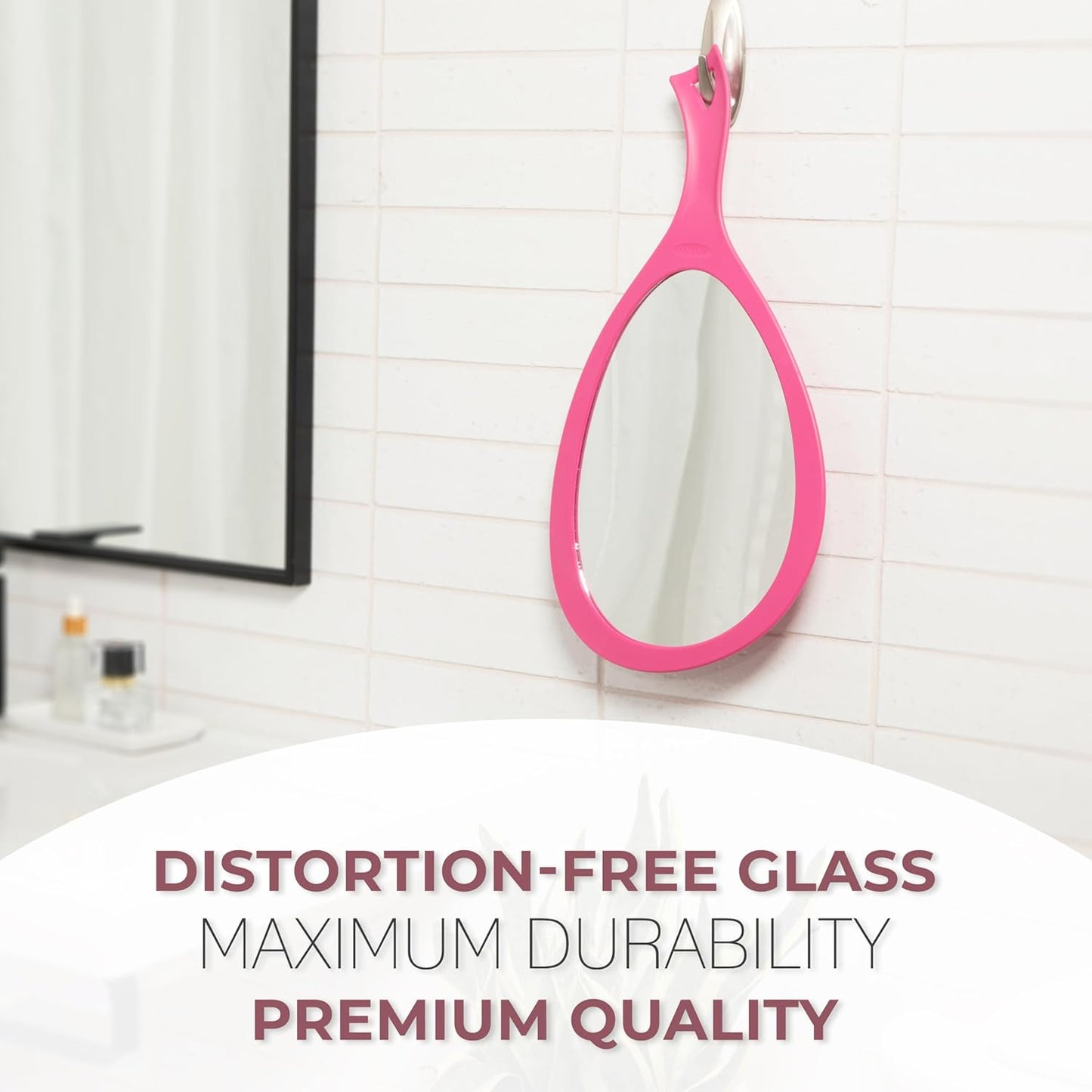 Salon Professional Extra Large Hand Mirror with Handle, 10" W X 19" L, Multi-Purpose Oval Handheld Mirror with New Distortion-Free Reflection (1, Black, Large (Pack of 1))