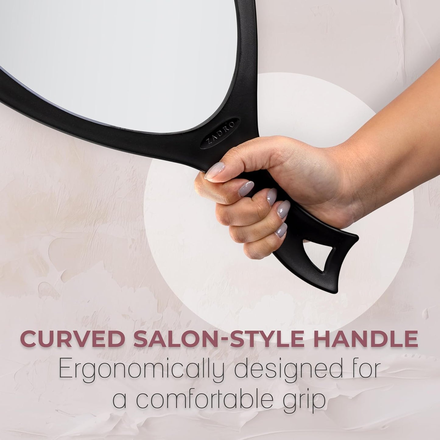 Salon Professional Extra Large Hand Mirror with Handle, 10" W X 19" L, Multi-Purpose Oval Handheld Mirror with New Distortion-Free Reflection (1, Black, Large (Pack of 1))