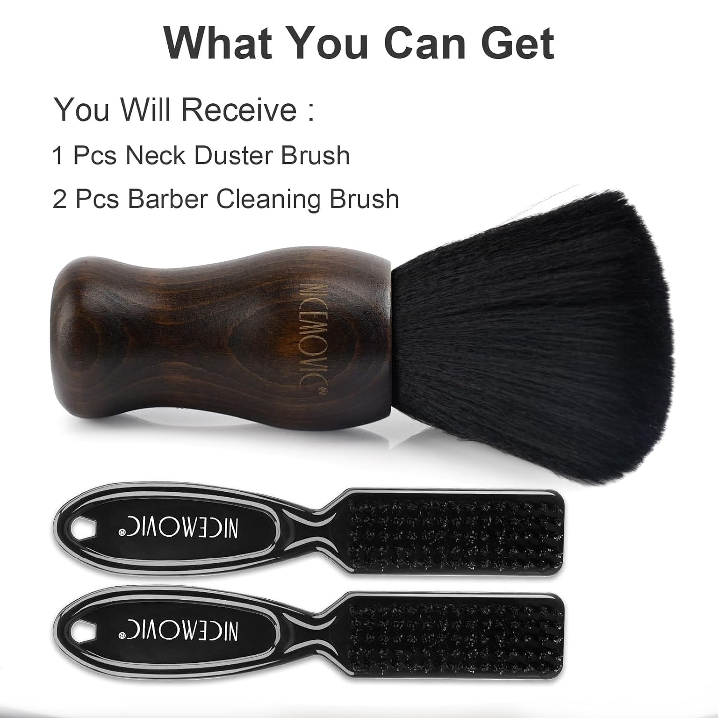 Set De Brochas Para Barbero 3 En 1, Cepillos De Nylon, Marrón Y Negro.