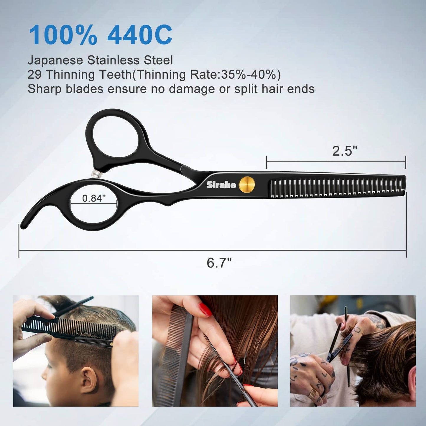 10 PCS Hair Cutting Scissors Set, Professional Haircut Scissors Kit with Cutting Scissors, Thinning Shears, Comb, Cape, Clips, Black Hairdressing Texturizing Shears Set for Barber, Salon, Home