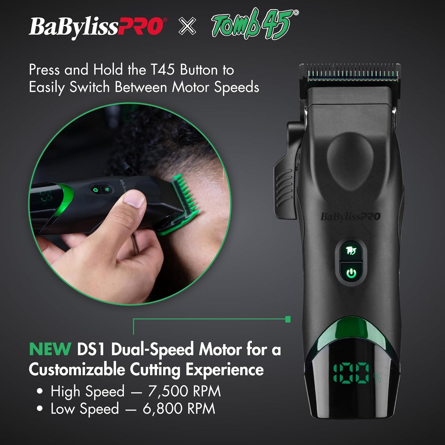 X Tomb45 Wireless-Charging Hair Clipper for Men