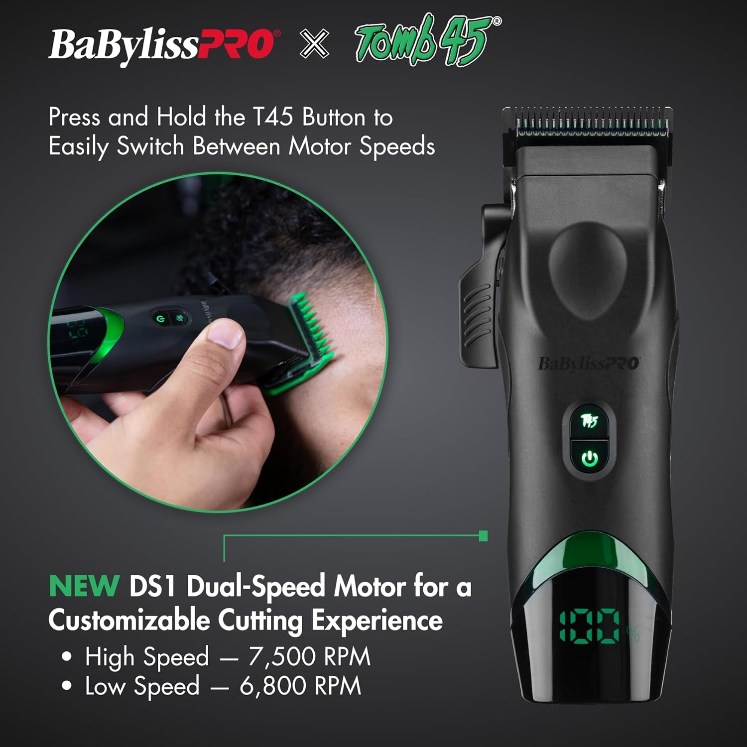 X Tomb45 Wireless-Charging Hair Clipper for Men