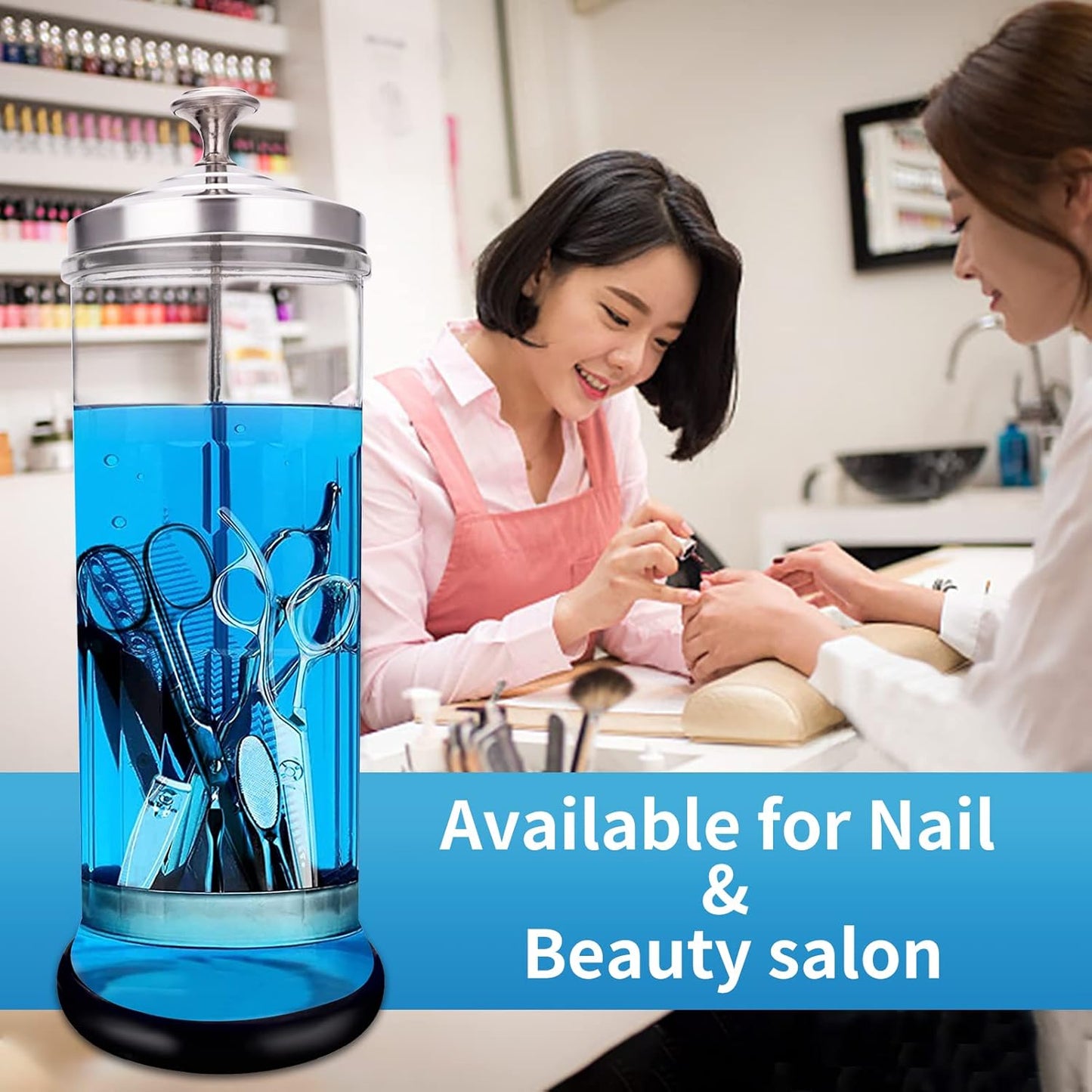 Disinfectant Sterilizer Jar - Durable Glass for Nail Tools and Barbershop Hair Stylist Tools (50 Oz /1500Ml)