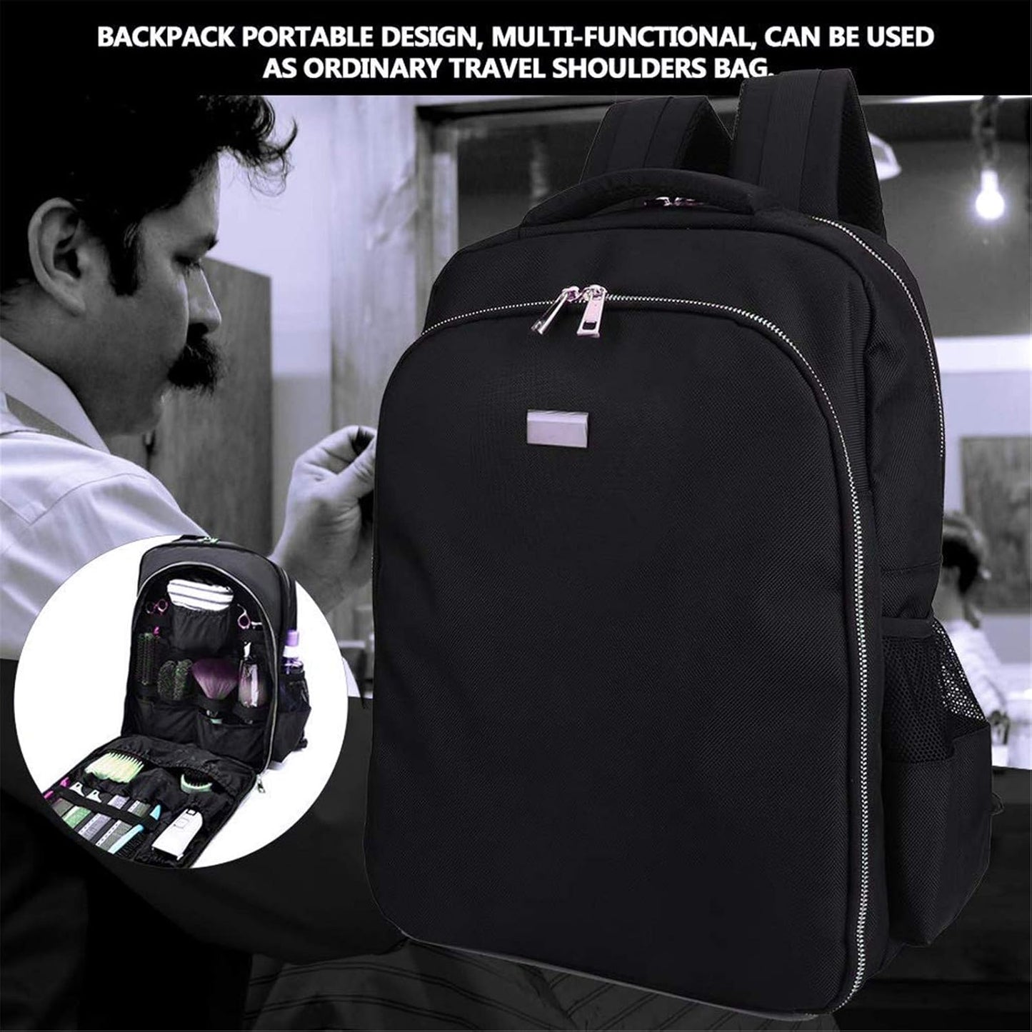 Barber Supplies Bag Organizer for Clippers and Supplies, Portable Clipper Bags and Cases for Men, Cosmetology Bag Hairstylist Clipper Backpack for Barber Accessories Essentials Stuff