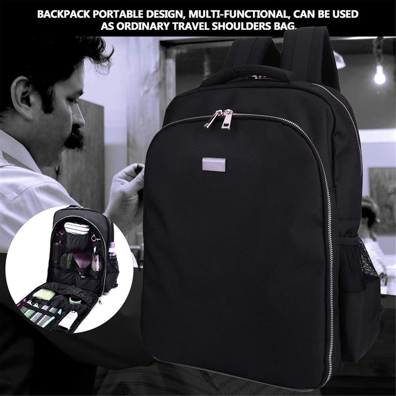 Barber Supplies Bag Organizer for Clippers and Supplies, Portable Clipper Bags and Cases for Men, Cosmetology Bag Hairstylist Clipper Backpack for Barber Accessories Essentials Stuff