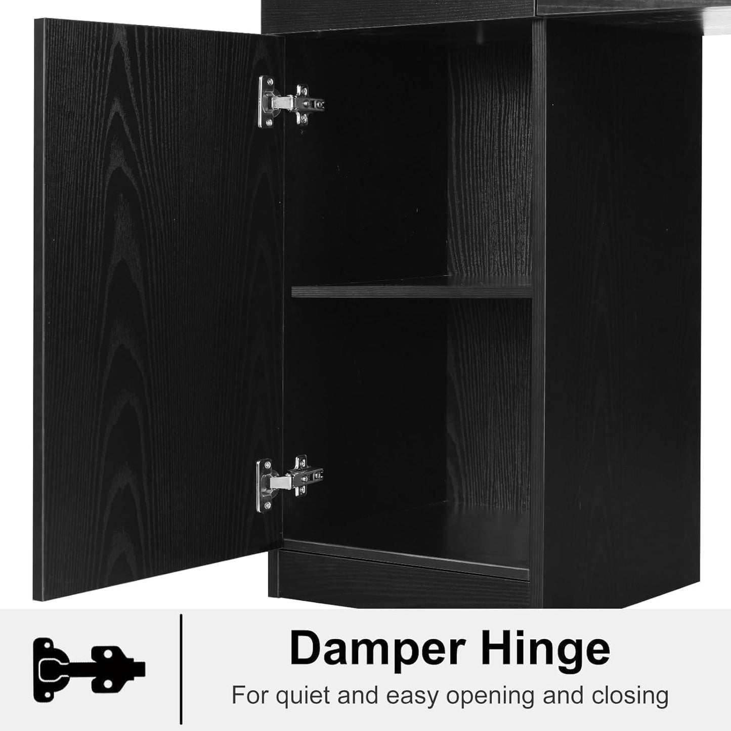 Salon Station for Hair Stylist, Salon Wall Station with Barber Cabinet, Hair Stations Equipment Hair Dryer Holder, Drawers, Wall Mount Barber Beauty Station, Mirror Not Included, Black