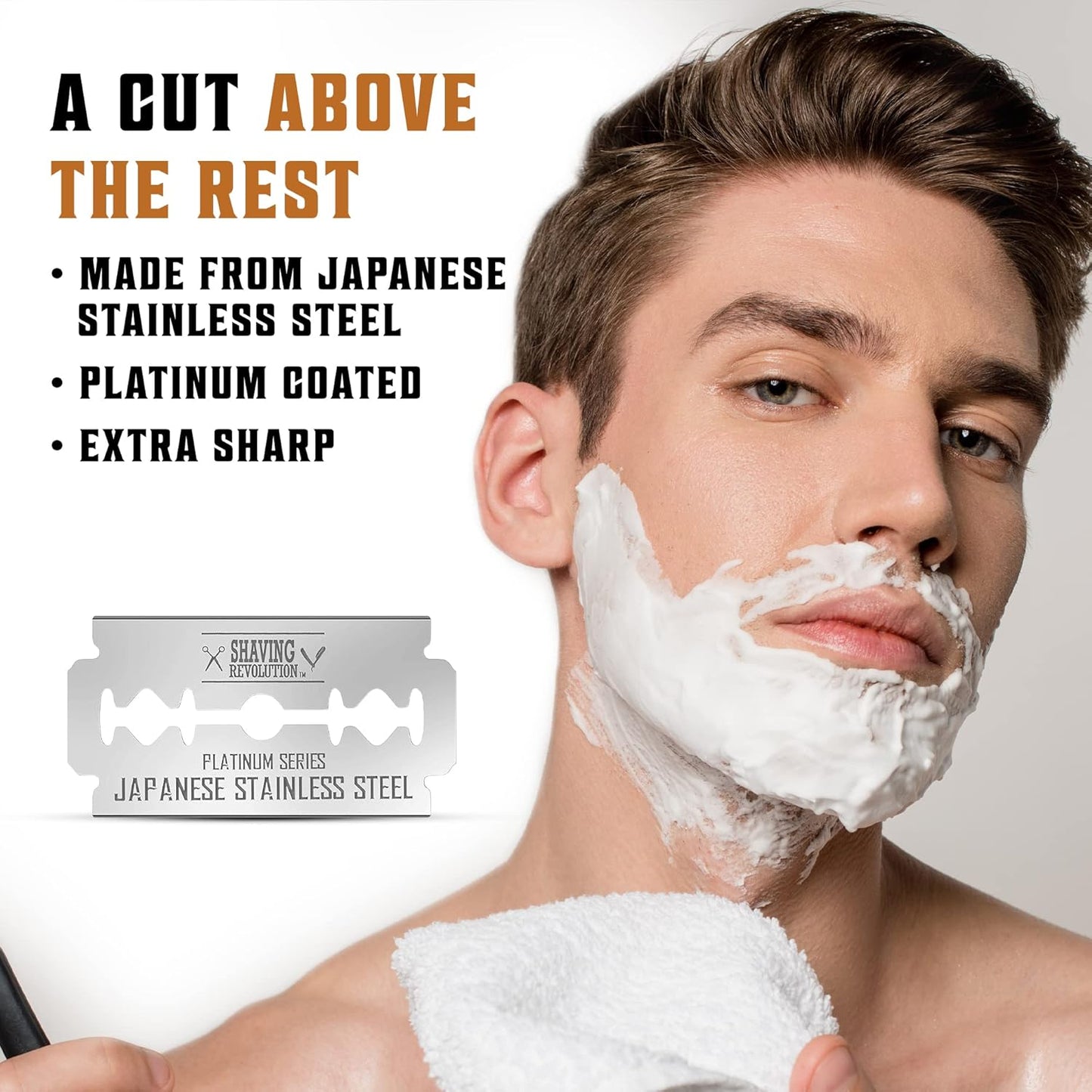 Double Edge Razor Blades - Men'S Safety for Shaving Platinum Japanese Stainless Steel a Smooth, Precise and Clean Shave - 50 Count