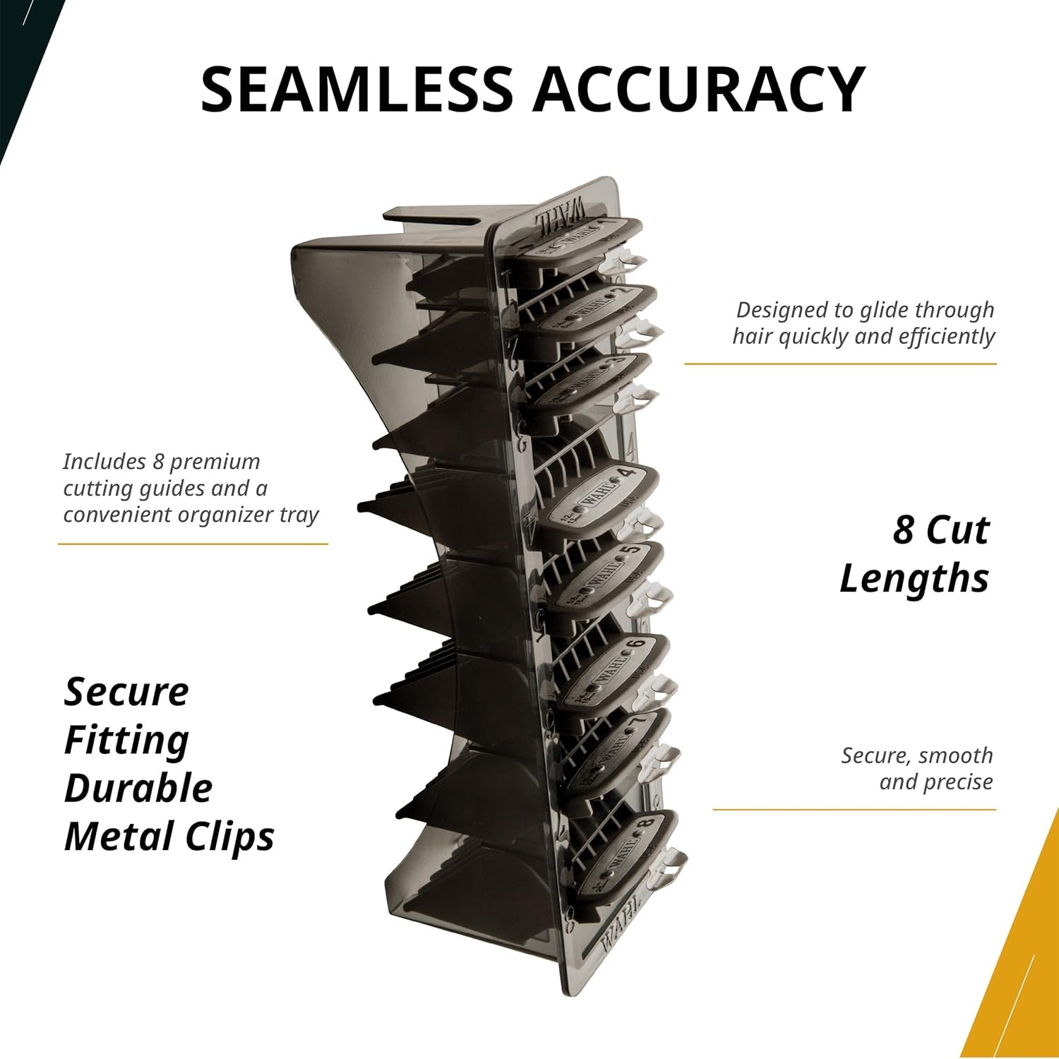 Premium Cutting Guides, #1-#8, with Organizer, Secure Fit, Durable Metal Clips