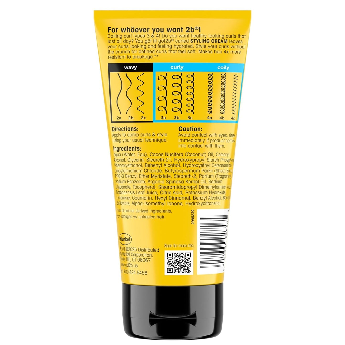 Curled Styling Cream, 6 Fl Oz, Curl Defining & Moisturizing Hair Cream for Coily & Curly Hair, Provides Frizz Control & Soft Feel for Type 3-4 Curls, Made with Vitamin E, Aloe Vera & Argan Oil