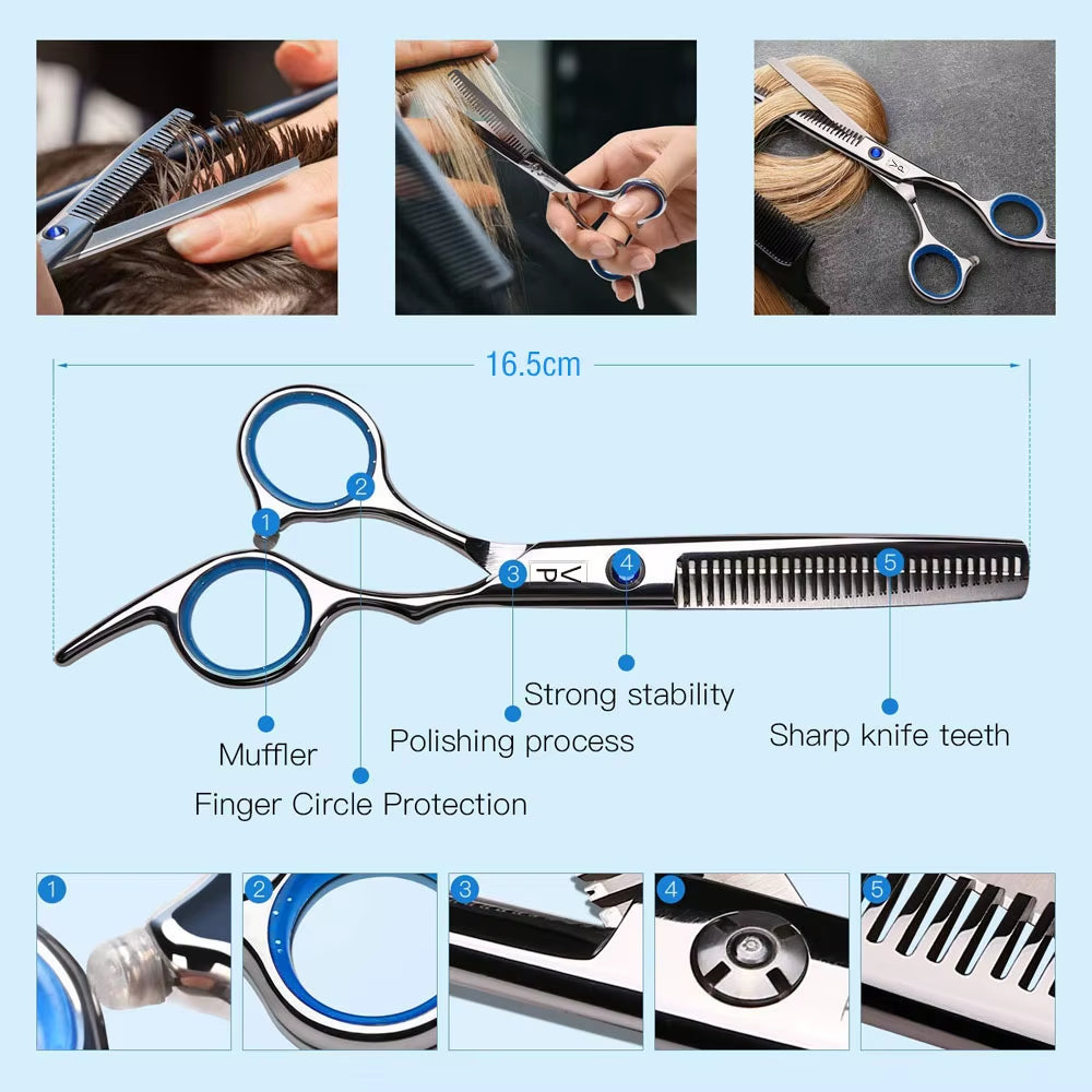 6 Inch Cutting Thinning Styling Tool Hair Scissors Stainless Steel Salon Hairdressing Shears Professional Barber Scissors