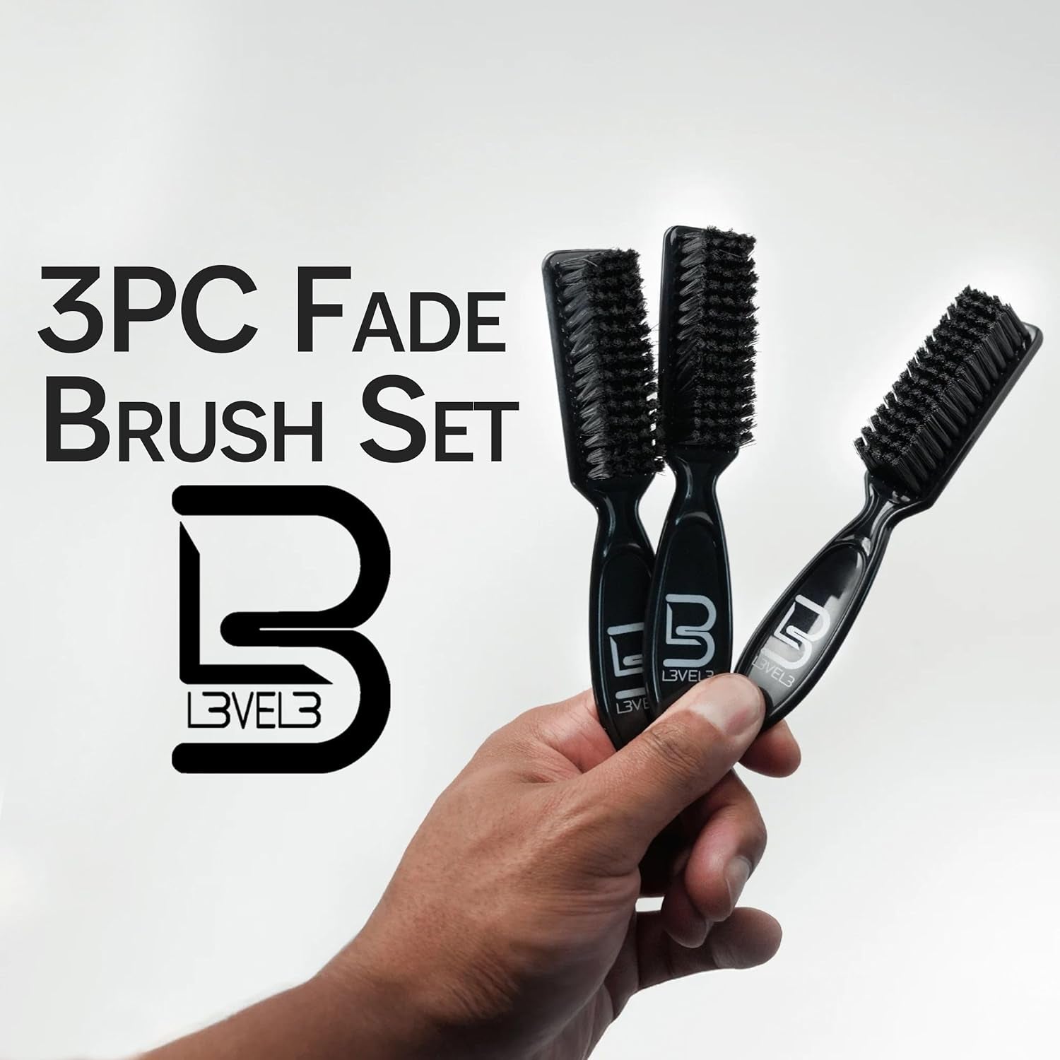 Level 3 Fade Brush Set - Barber Brush Kit for Fades and Lineups - Essential Barber Tool - 3 Pc