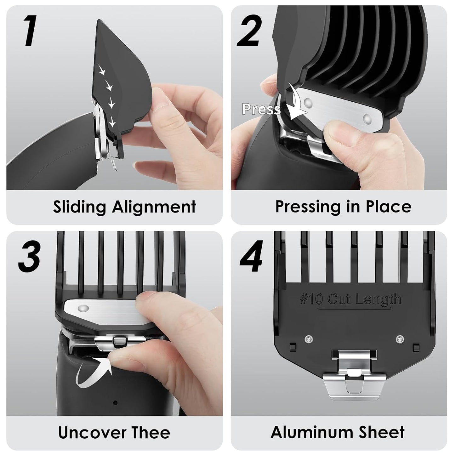 Clipper Guards for Wahl, Hair Clipper Attachments Set 10 12 16 with Metal Clip,