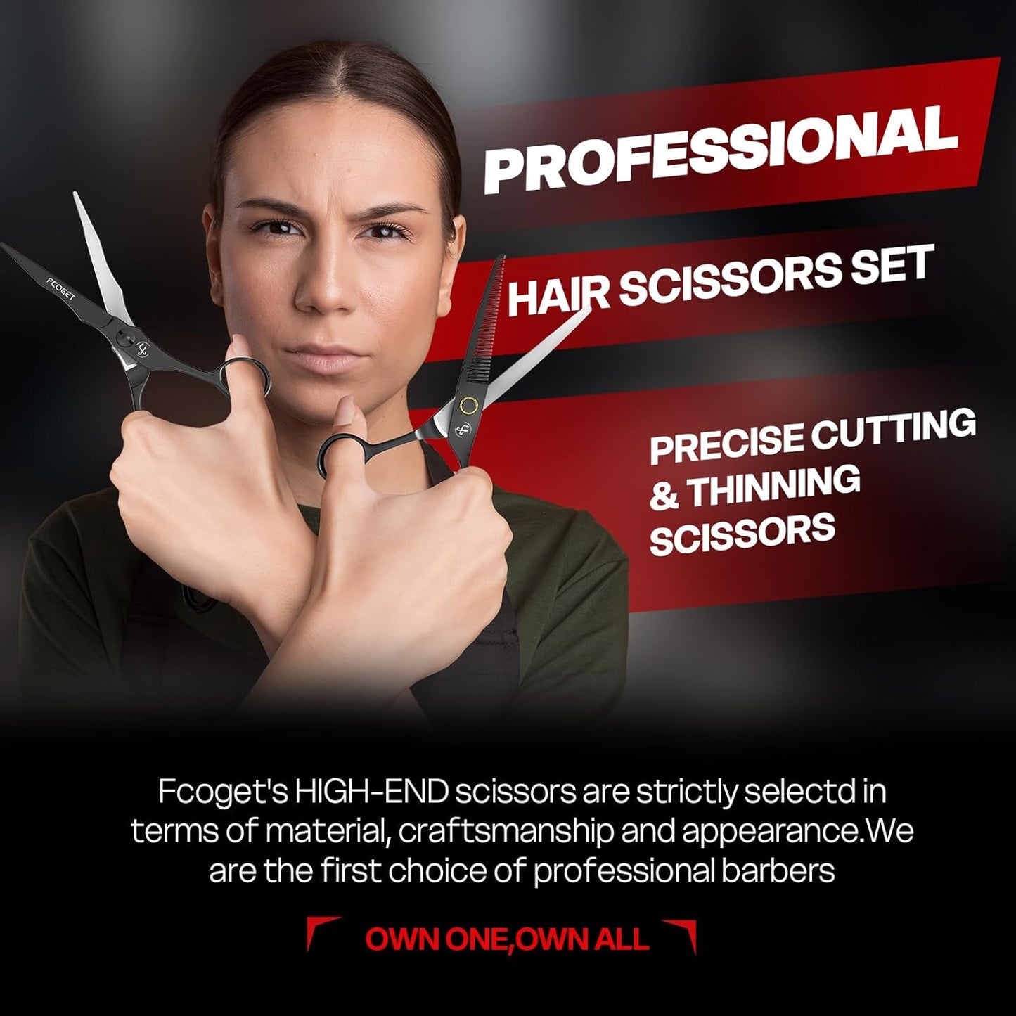 Professional Barber Hair Scissors Thinning Shears Kit - 6.8" HIGH-END Extremely Sharp Haircut Scissors Hairdressing Texturizing Hair Cutting Shears Set 440C Stainless Steel for Salon Home Stylists