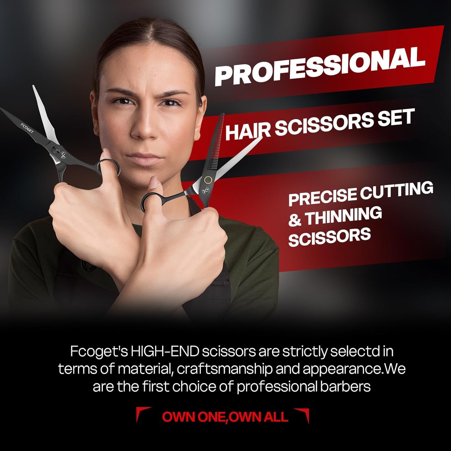 Professional Barber Hair Scissors Thinning Shears Kit - 6.8" HIGH-END Extremely Sharp Haircut Scissors Hairdressing Texturizing Hair Cutting Shears Set 440C Stainless Steel for Salon Home Stylists
