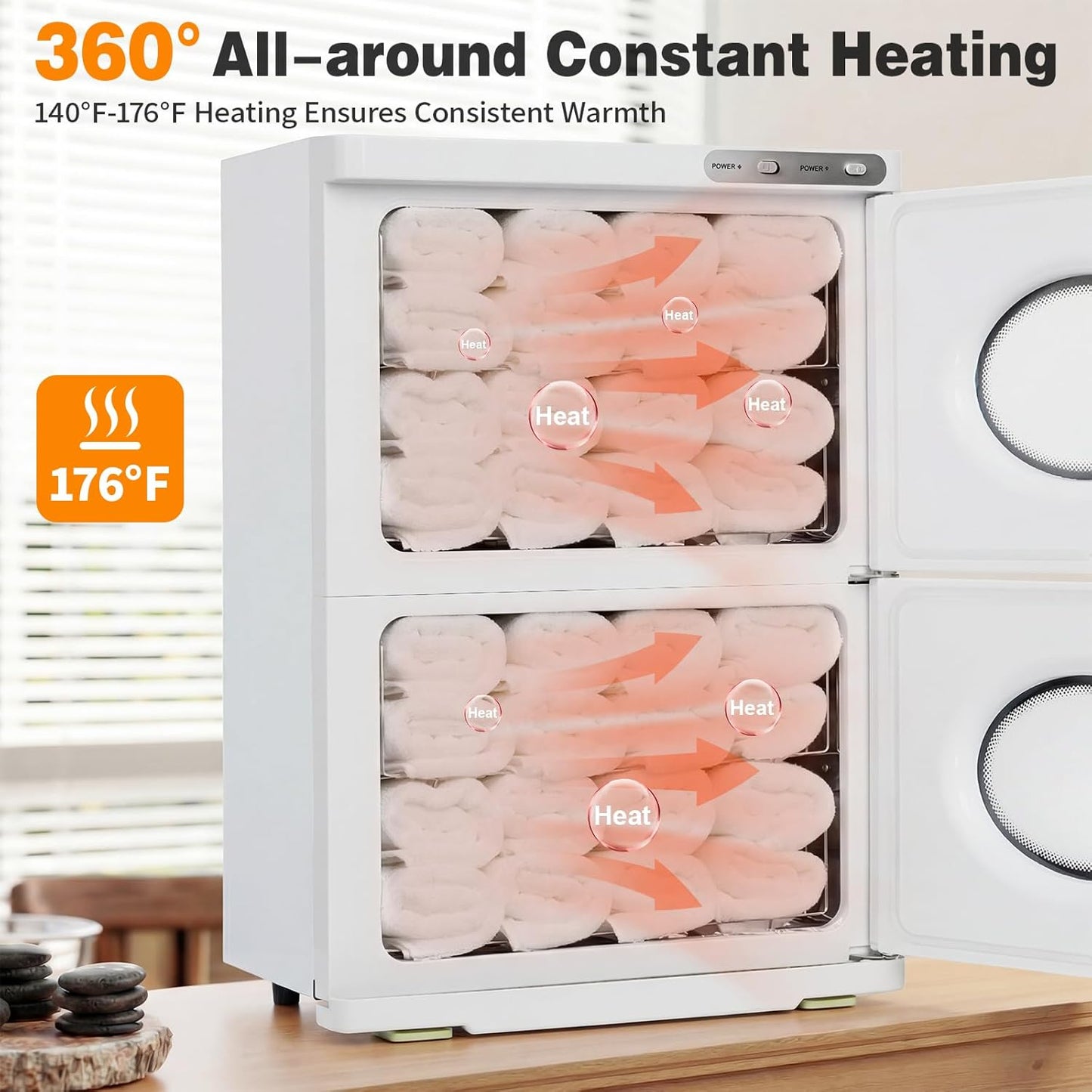 46L Hot Towel Warmer, Large Capacity Spa Towel Warmer with Double Cabinets, Professional Towel Warmer Cabinet with Clip & 4 Racks for Salon, Barber Shop, Massage, Facial