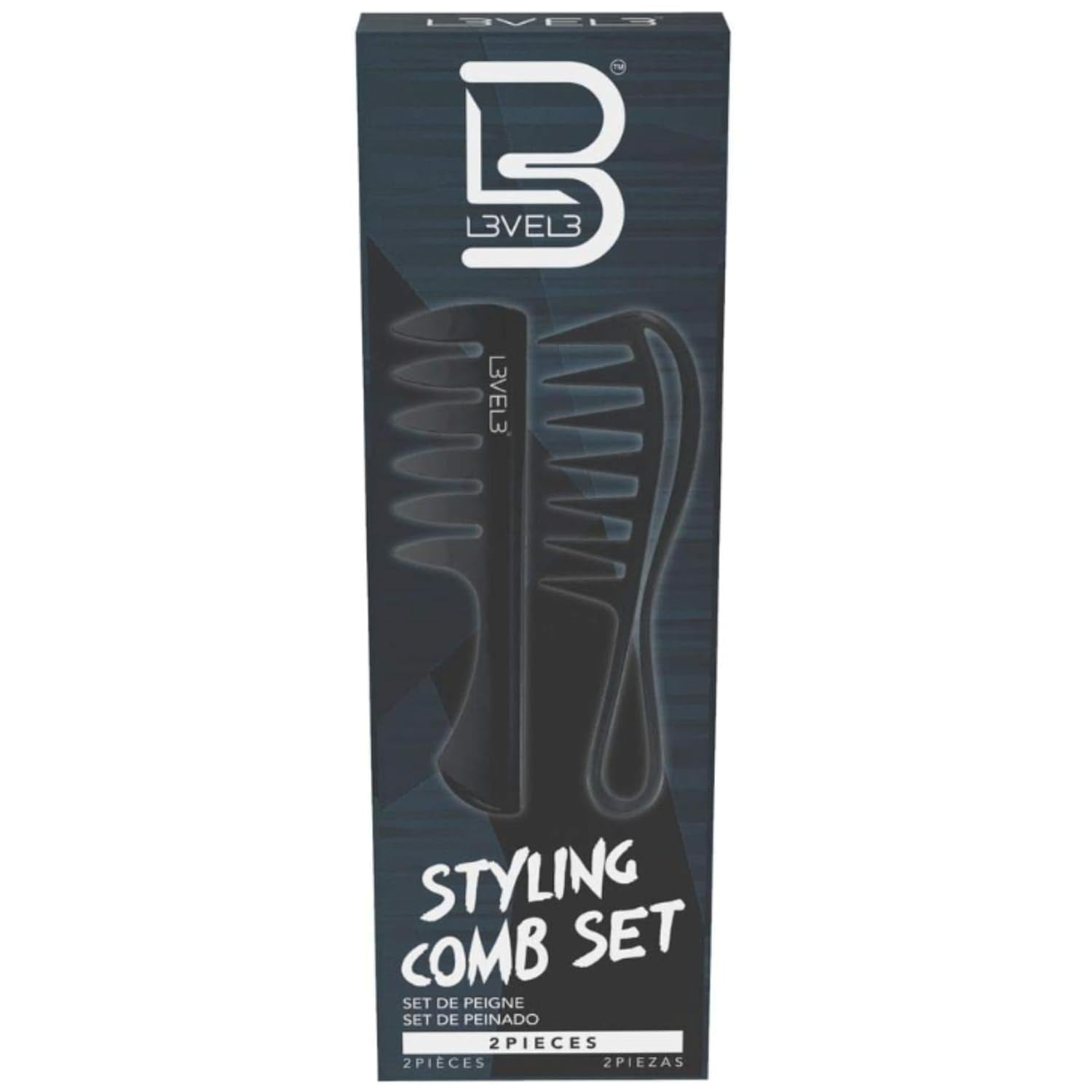 Styling Comb Set - Professional Salon Look - Lightweight and Ergonomic - Comfortable and Glides Easily - Level Three - 2Pc