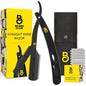 Straight Razor for Men - Navajas Para Barbero - Barber Straight Edge Razor Kit - Premium Single Derby Blade Cutthroat with 10 Replaceable Stainless Steel Blades & Leather Case