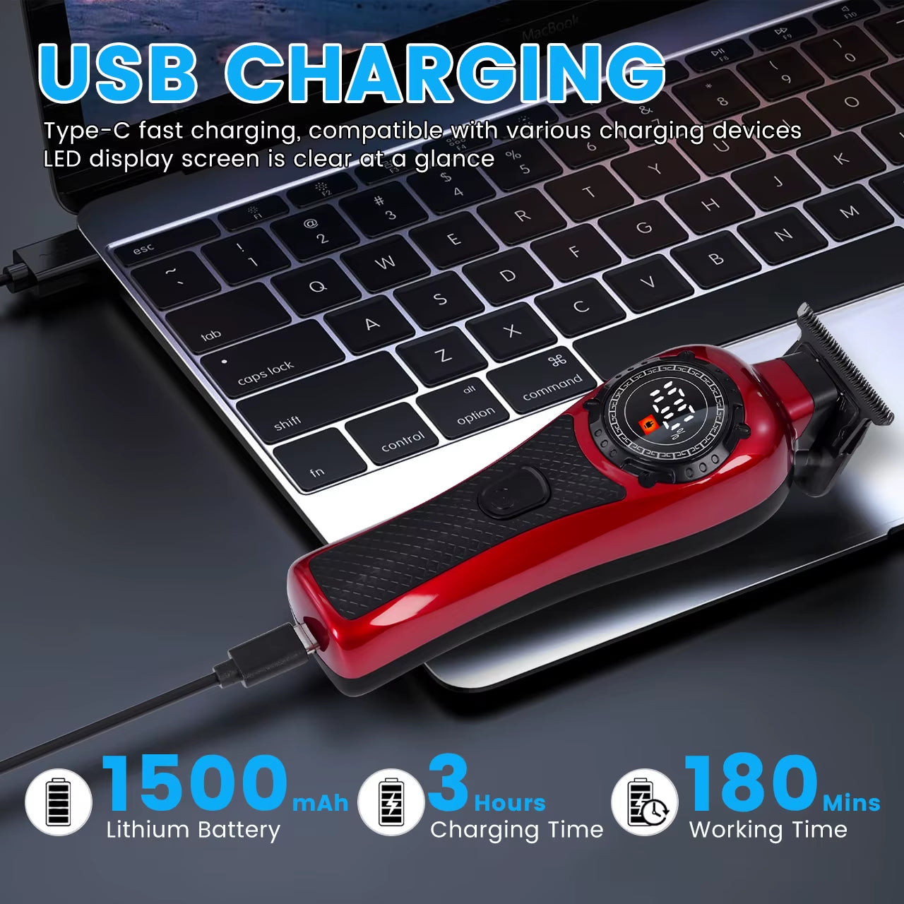 Professional Hair Trimmer Man Electric Hair Clipper Barber Shop Carving Machine DLC Blade 7000RPM Rotating Motor