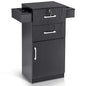 38"X18"X14" Locking Beauty Salon Storage Cabinet, Barber Styling Station with Nylon Hair Dryer Holder, Barber Shop Stylist Equipment with Drawers 2021 (Black)