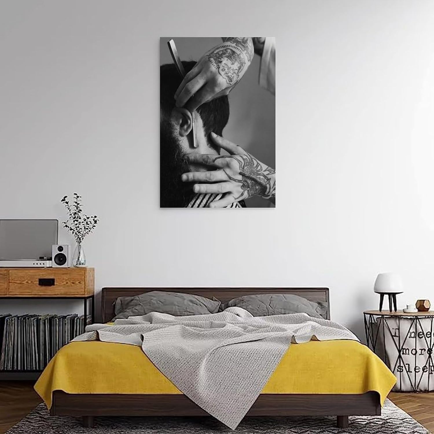 Barber Shop Barber Is Fixing His Hair Posters Decorative Painting Modern Picture Canvas Wall Art Bedroom Office Living Room Bedroom Bathroom Wall Decors 08X12Inch(20X30Cm) Frame-Style