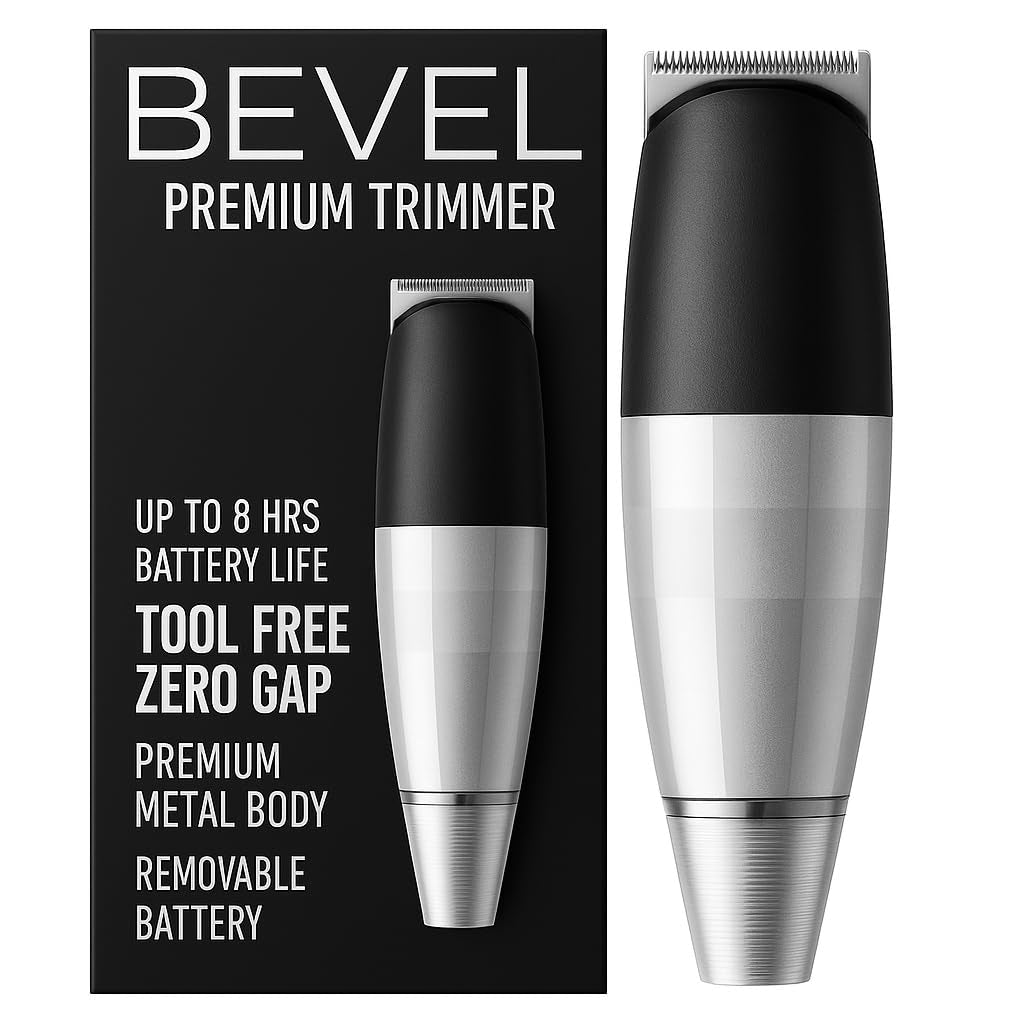 Beard Trimmer for Men - Cordless Trimmer, 6 Hour Rechargeable Battery Life, Tool Free Adjustable Zero Gapped Blade, Barber Supplies, Mustache Trimmer, Silver