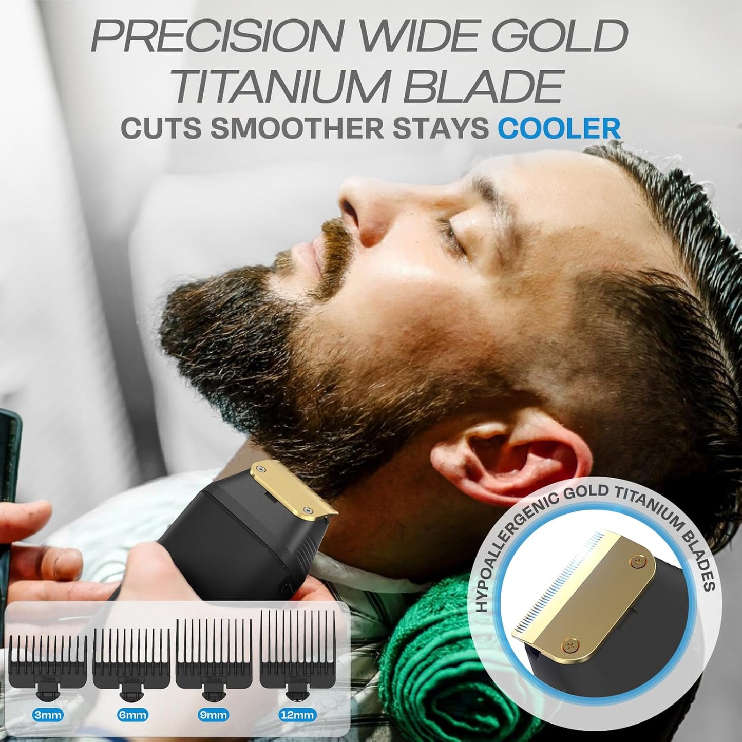 MK17 Dualpro Foil Shaver & Beard Trimmer for Men – Gold Titanium Blades, Turbo Shaving & Torque Control, Metal Body, Digital Battery & RPM Display, Wet/Dry, USB-C & Wireless Charging Dock