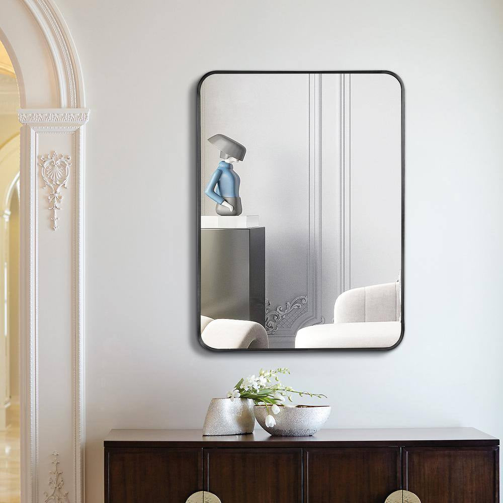 Ta. 22 In. W X 30 In. H Black Rectangle Framed Mirror