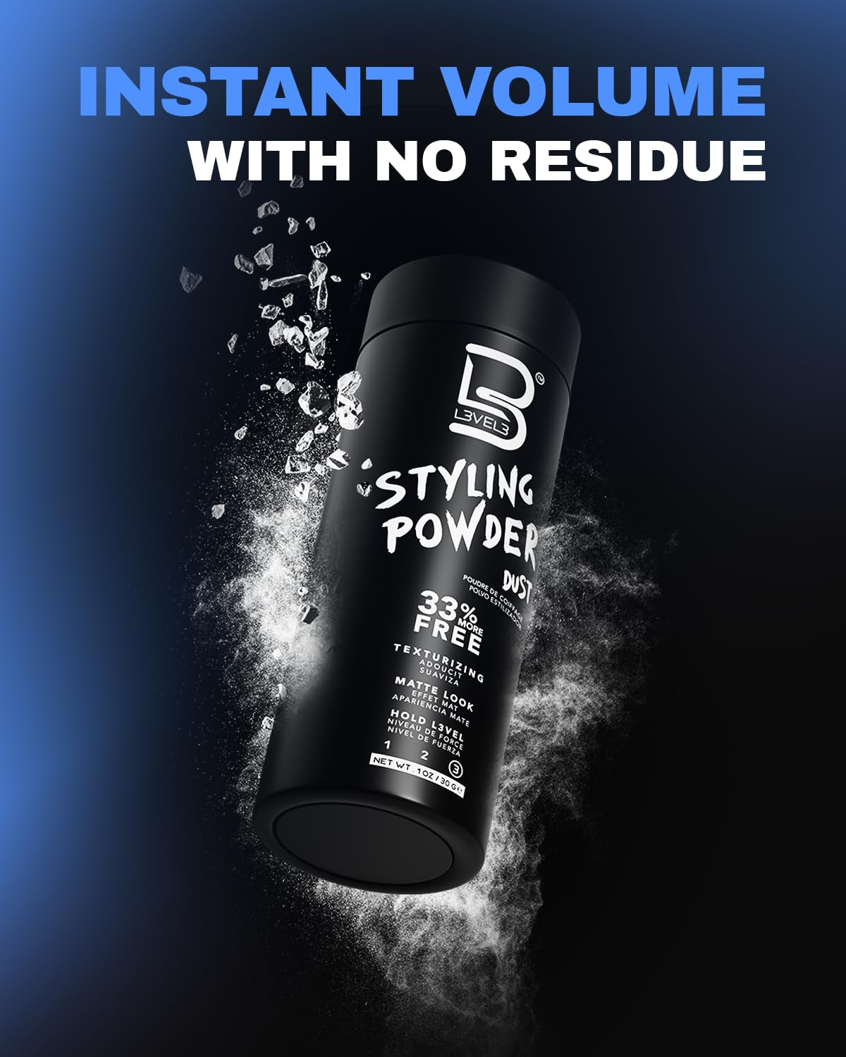 Level 3 Styling Powder - Natural Look Mens Powder - Easy to Apply with No Oil or Greasy Residue (Small - 30 Grams)