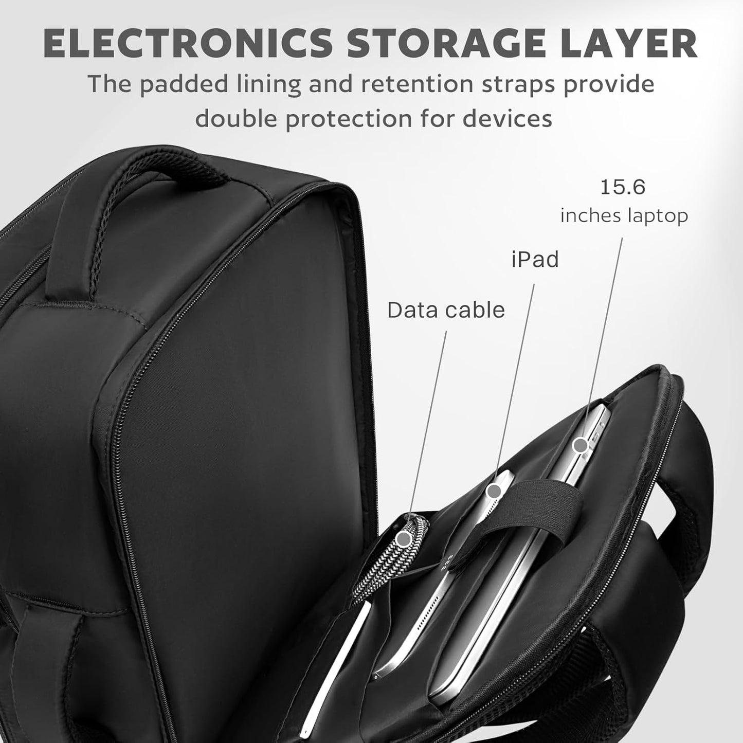 Barber Bag with Insulated Pocket, Portable Backpack for Clippers and Supplies, Travel Hairstylist Smart Bag with USB Charging Port, Water-Resistant, Black