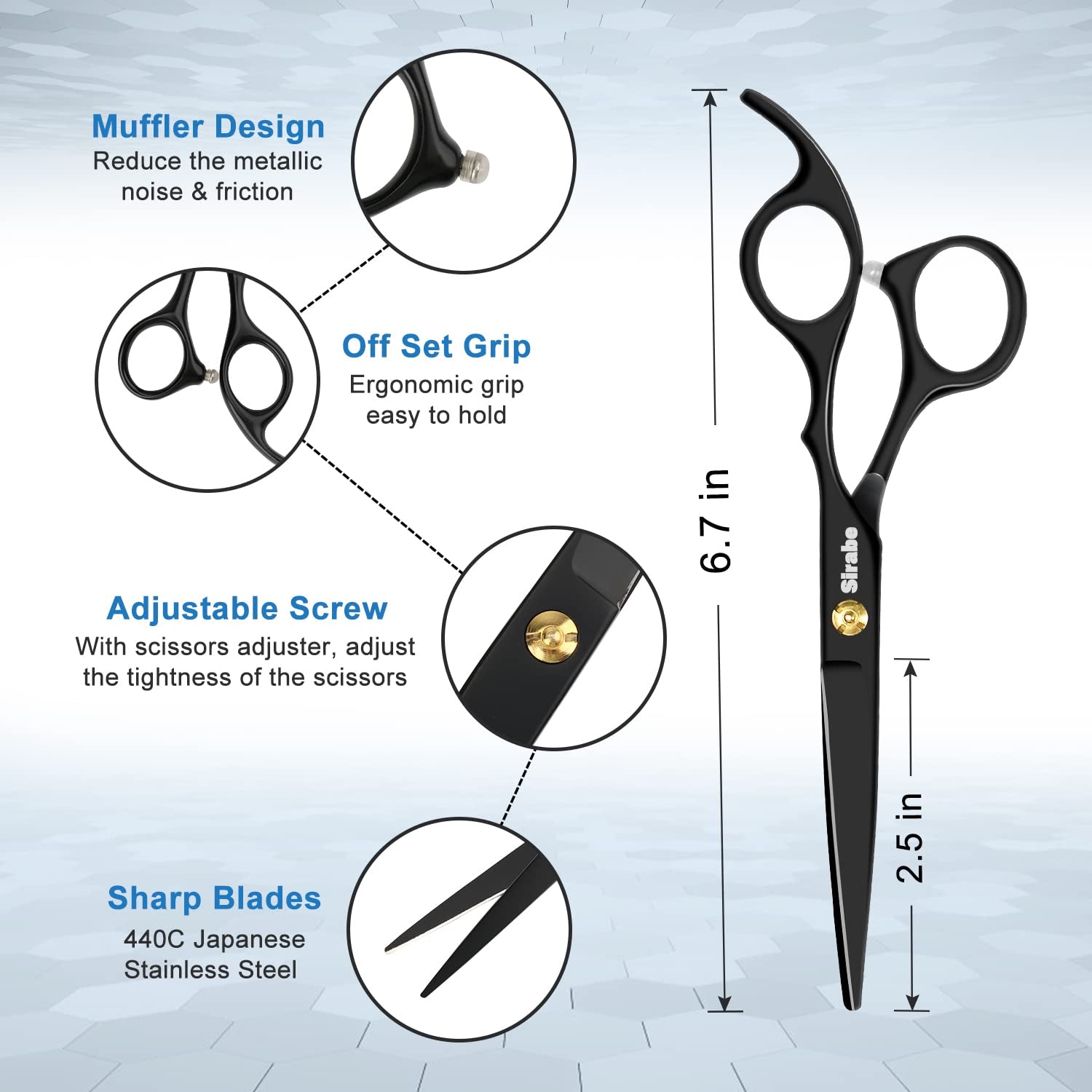 10 PCS Hair Cutting Scissors Set, Professional Haircut Scissors Kit with Cutting Scissors, Thinning Shears, Comb, Cape, Clips, Black Hairdressing Texturizing Shears Set for Barber, Salon, Home