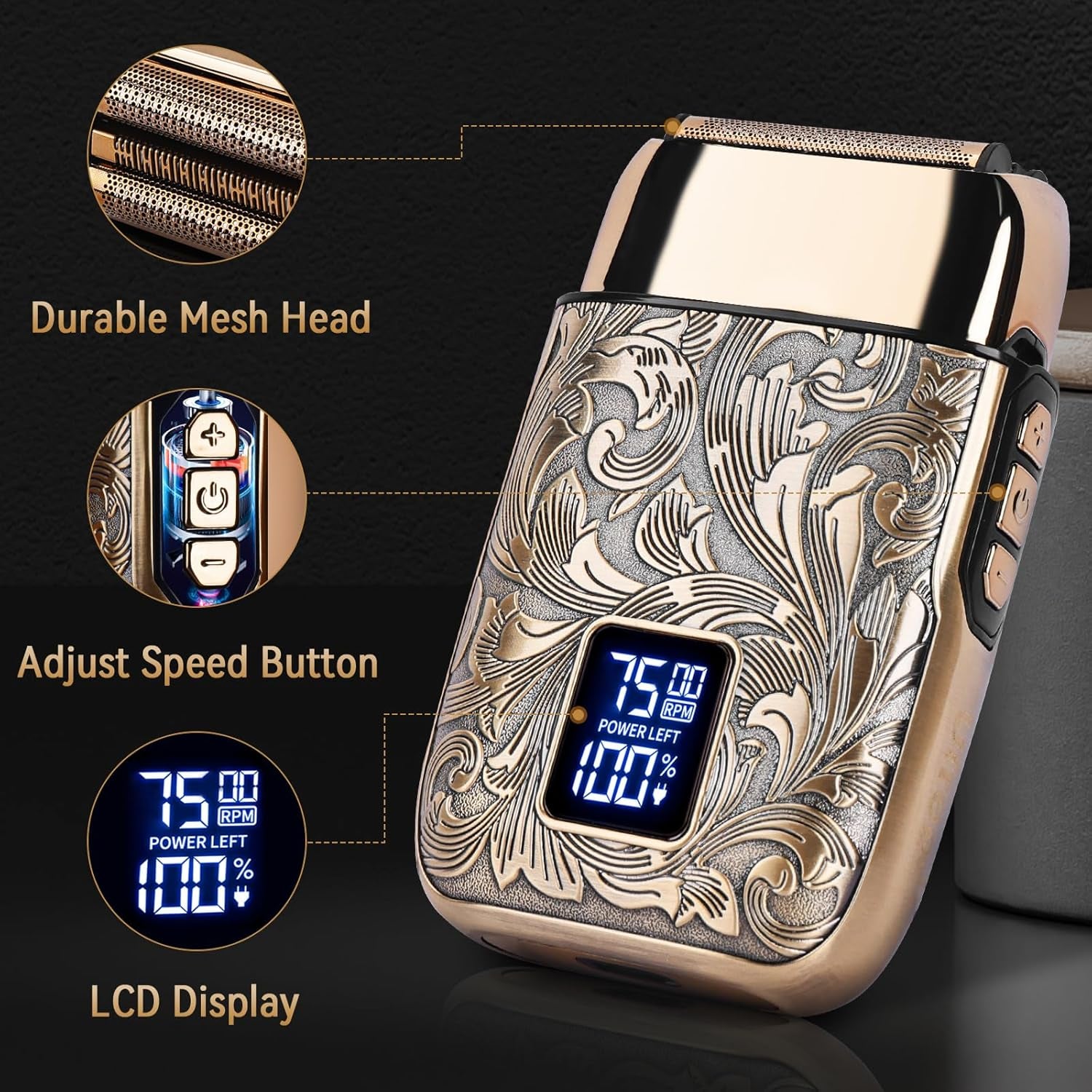 Close Shave Electric Foil Shavers for Men, 3-Speed Electric Razor, Bald Head Shavers, Face Shaving Beard Trimmer with LCD Display, Gifts for Men