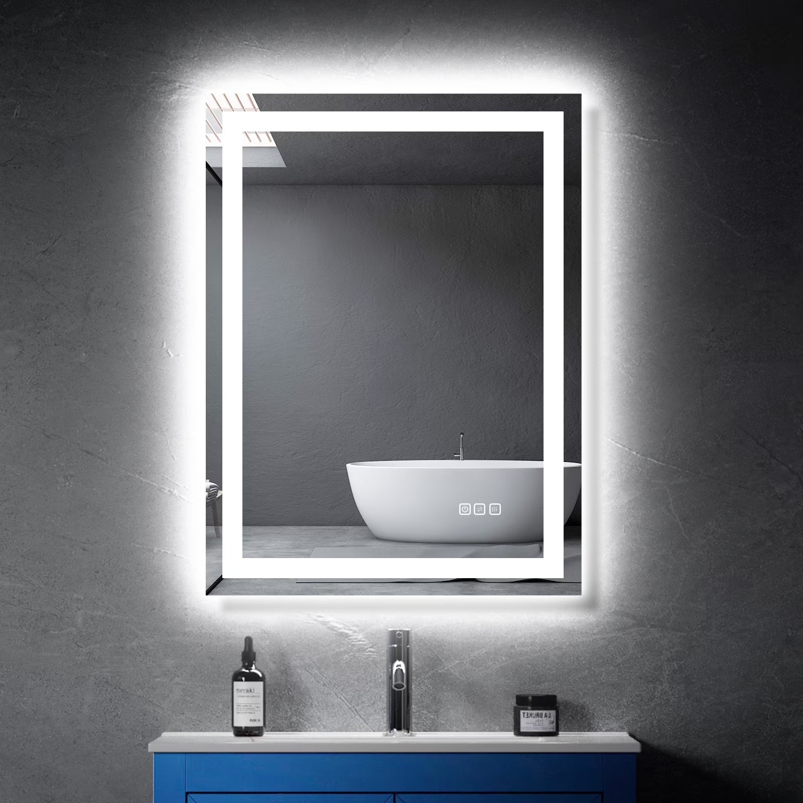 24” X 32” LED Bathroom Mirror with Lights, Wall Mounted Vanity Mirror with Front & Backlit, Anti-Fog, Dimmable Touch Control, Horizontal & Vertical Installation