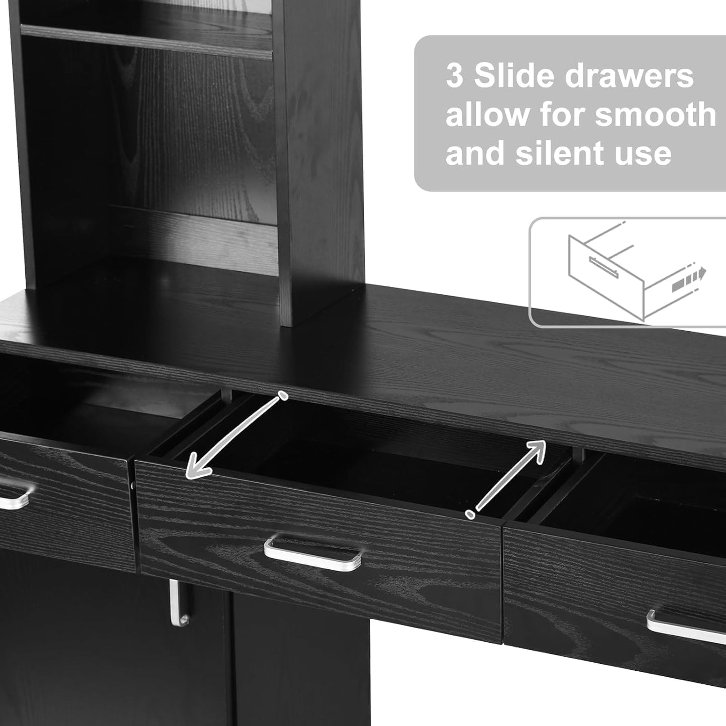 Salon Station for Hair Stylist, Salon Wall Station with Barber Cabinet, Hair Stations Equipment Hair Dryer Holder, Drawers, Wall Mount Barber Beauty Station, Mirror Not Included, Black