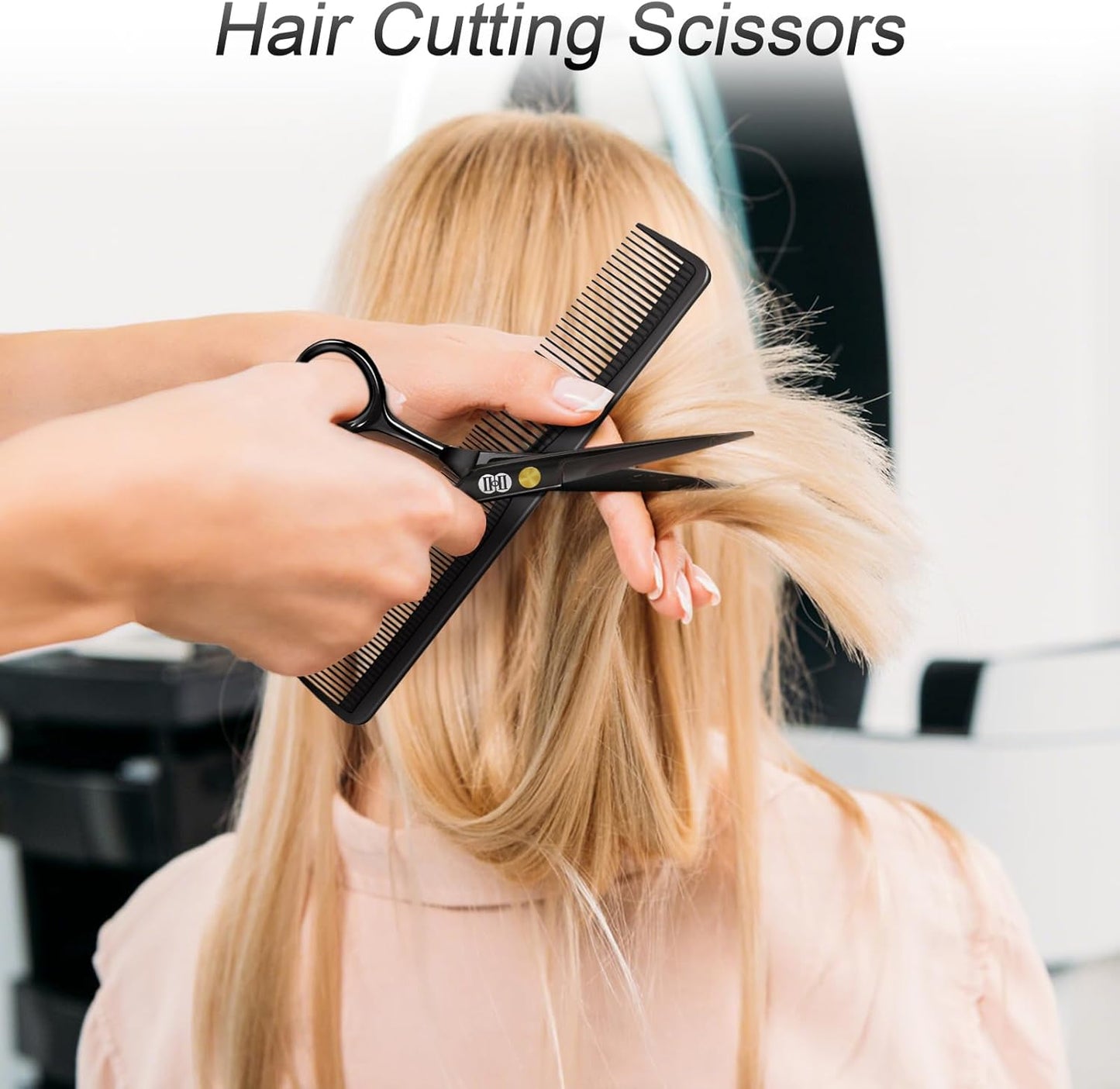 Hair Cutting Scissors Shears Kit, Professional Barber Haircut Scissors Set (6.7 Inch Hair Beard Hairdressing Trimming Haircutting Thinning Shears) for Men Women Hairdresser Home Salon (Black)