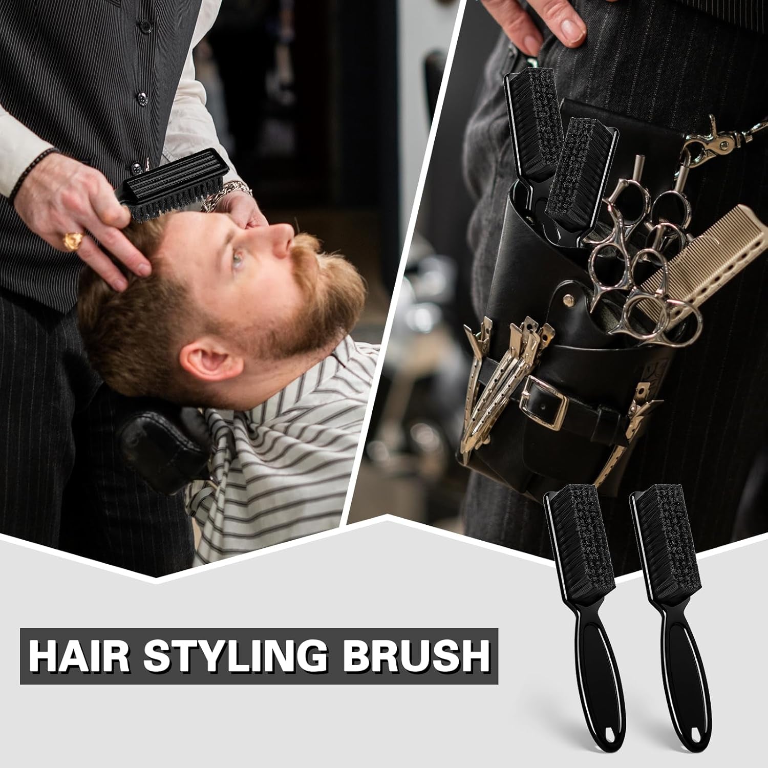 Barber Clipper Cleaning Brushes, 20 Pcs Plastic Handle Nylon Bristles, Multifunctional Cleaning Supplies for Hair Salon, Home and Travel Use (Black)