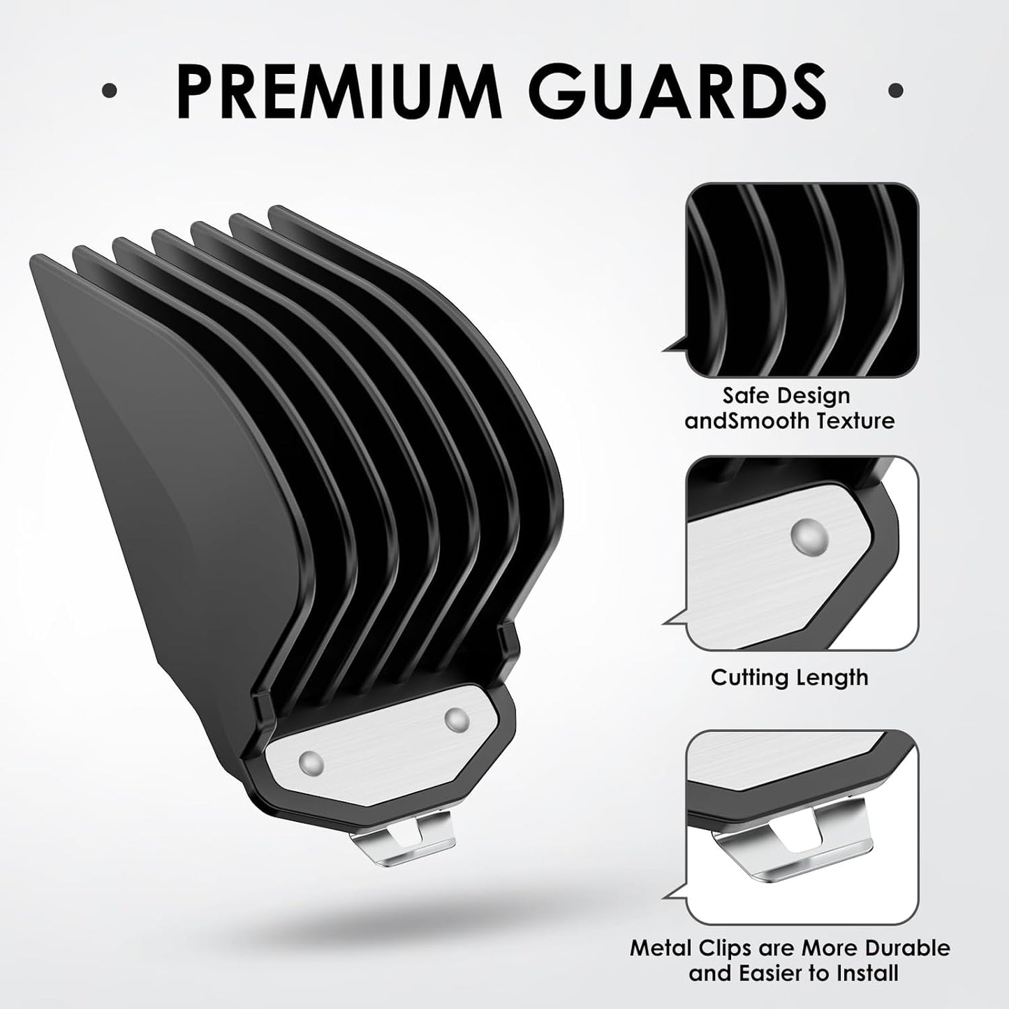 Clipper Guards for Wahl, Hair Clipper Attachments Set 10 12 16 with Metal Clip,