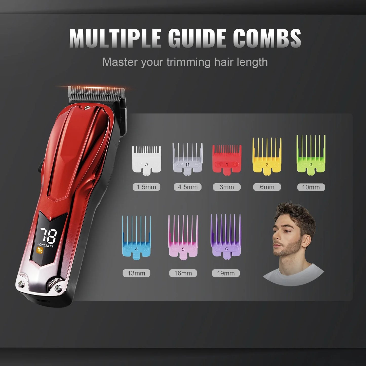 VEVOR Professional Hair Clipper Men'S Barber Clipper 6800RPM with LCD Display