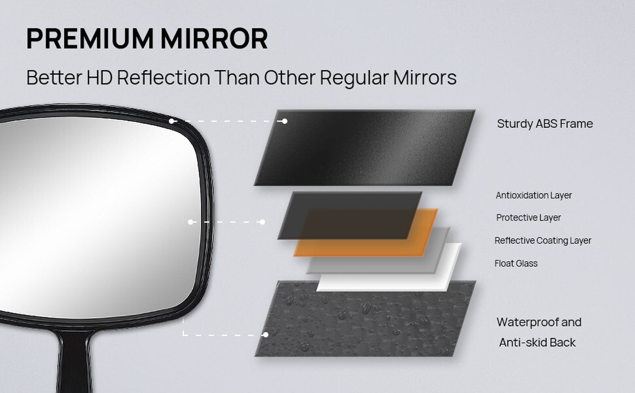 Hand Held Mirror Extra Large for Barber Lady Makeup Beauty Cosmetic with Handle