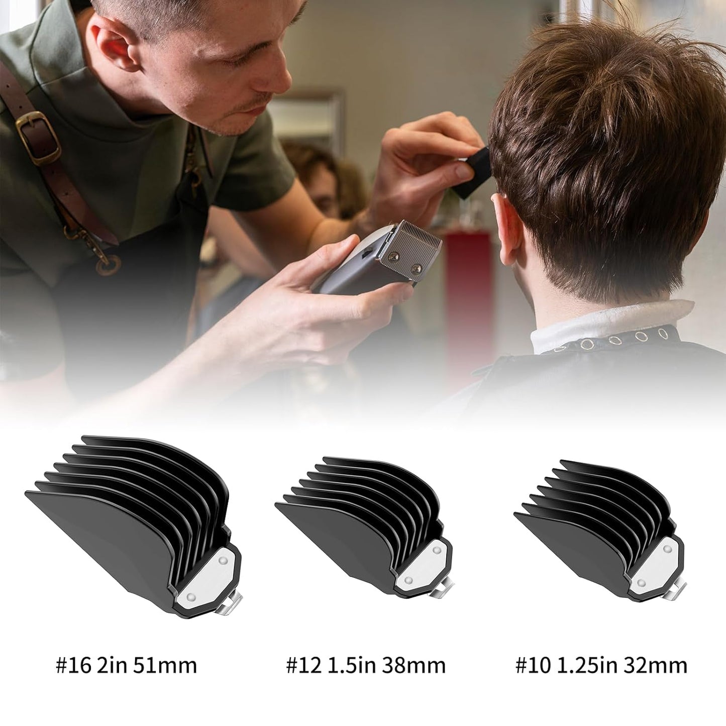 Clipper Guards for Wahl, Hair Clipper Attachments Set 10 12 16 with Metal Clip,