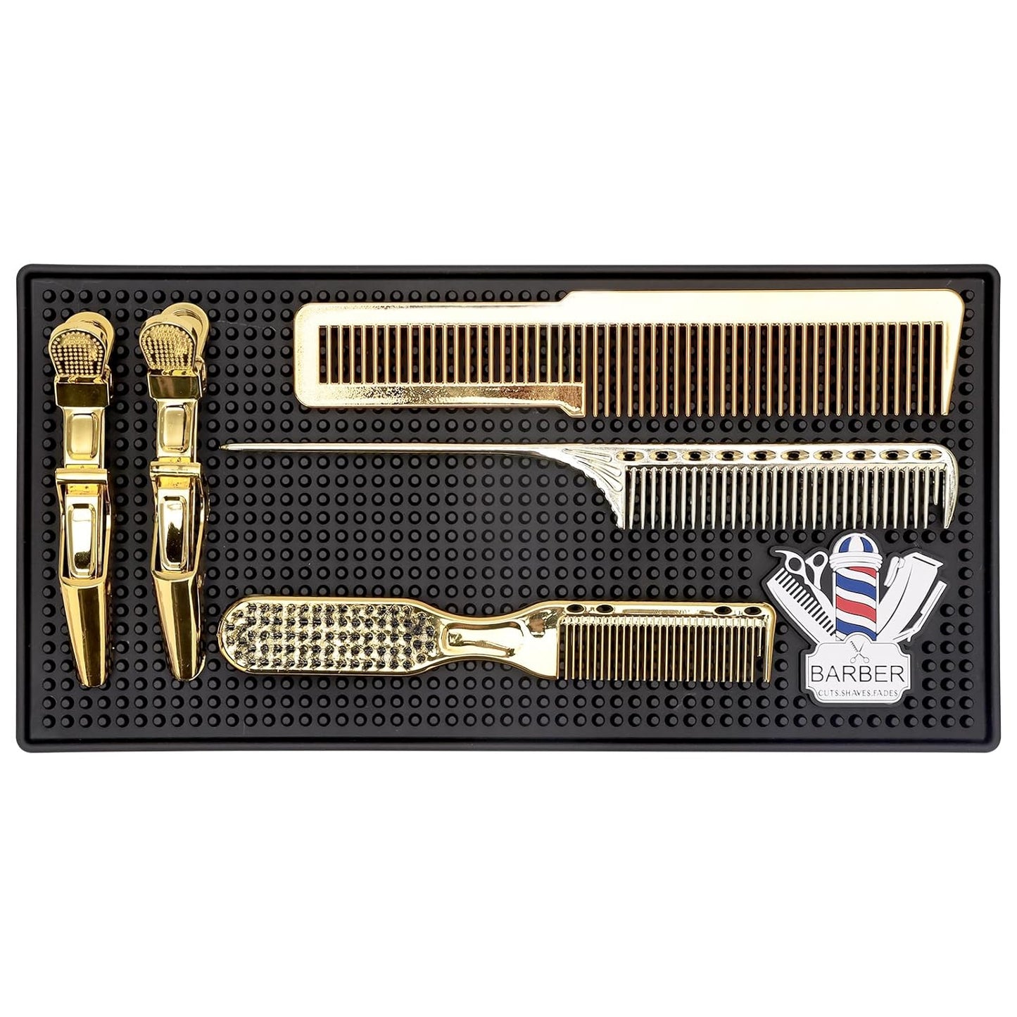 Barber Mat for Clippers Non-Slip Thickened Silicone Non-Slip Mat | Barber Shop Home Counter Workstation Organizer Mat for Scissors, Trimmers, Clippers, Hair Cards, Combs, Razors, Etc (12 * 6 Inch)