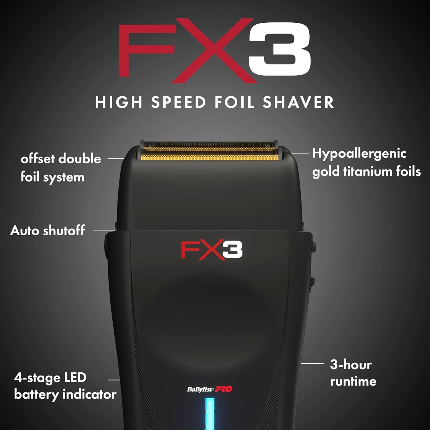 Barberology Double Foil Shaver FXX3SB FX3 Professional High-Speed Electric Shaver