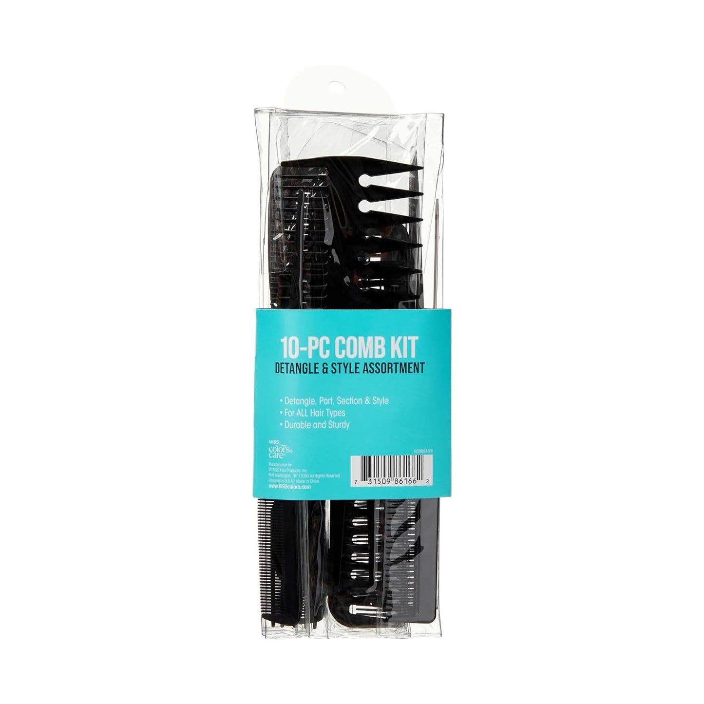 KISS Professional 10-Pc Comb Set-Detangle & Style Assortment