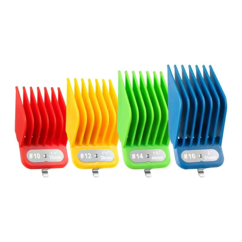 Extra Long Clipper Guards Set Compatible with Andis Master, Oster Fast Feed, Andis AAC-1, GC, LCL, ML, PM-1, PM-2,PM-4, RCAC,RS-1,US-1, Size: #10, 12, 14, 16 (Length: from 1 1.4" to 2")