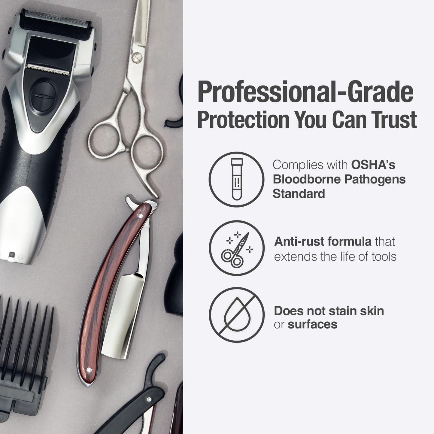 Disinfectant Concentrate – Pint (16 Fl Oz) | Epa-Registered, Hospital-Grade Germicide for Salons & Barbershops | Anti-Rust Solution for Shears, Combs & Professional Tools