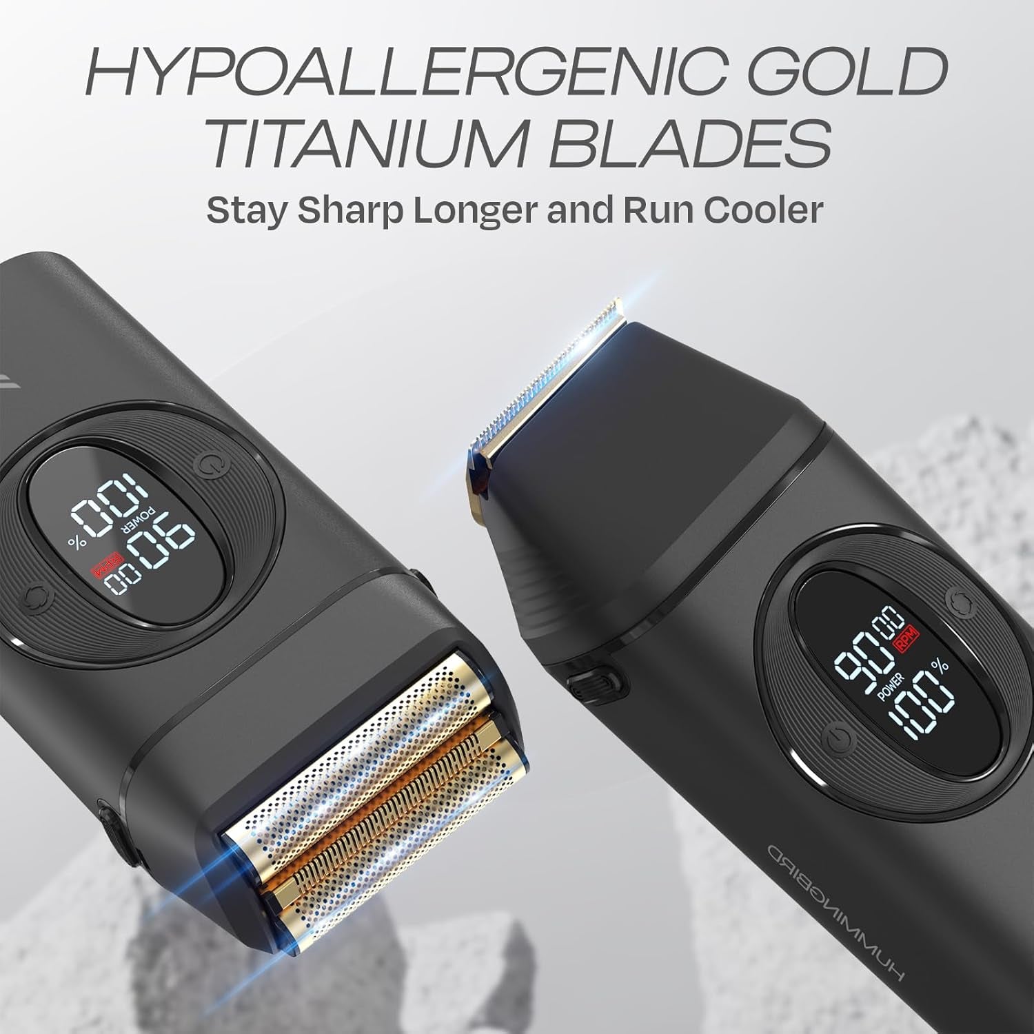 MK17 Dualpro Foil Shaver & Beard Trimmer for Men – Gold Titanium Blades, Turbo Shaving & Torque Control, Metal Body, Digital Battery & RPM Display, Wet/Dry, USB-C & Wireless Charging Dock