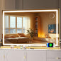 Vanity Mirror with Lights, 32" X 20" LED Makeup Mirror, Lighted Makeup Mirror with Dimmable 3 Modes, Touch Screen Control Vanity Mirror Square Gold