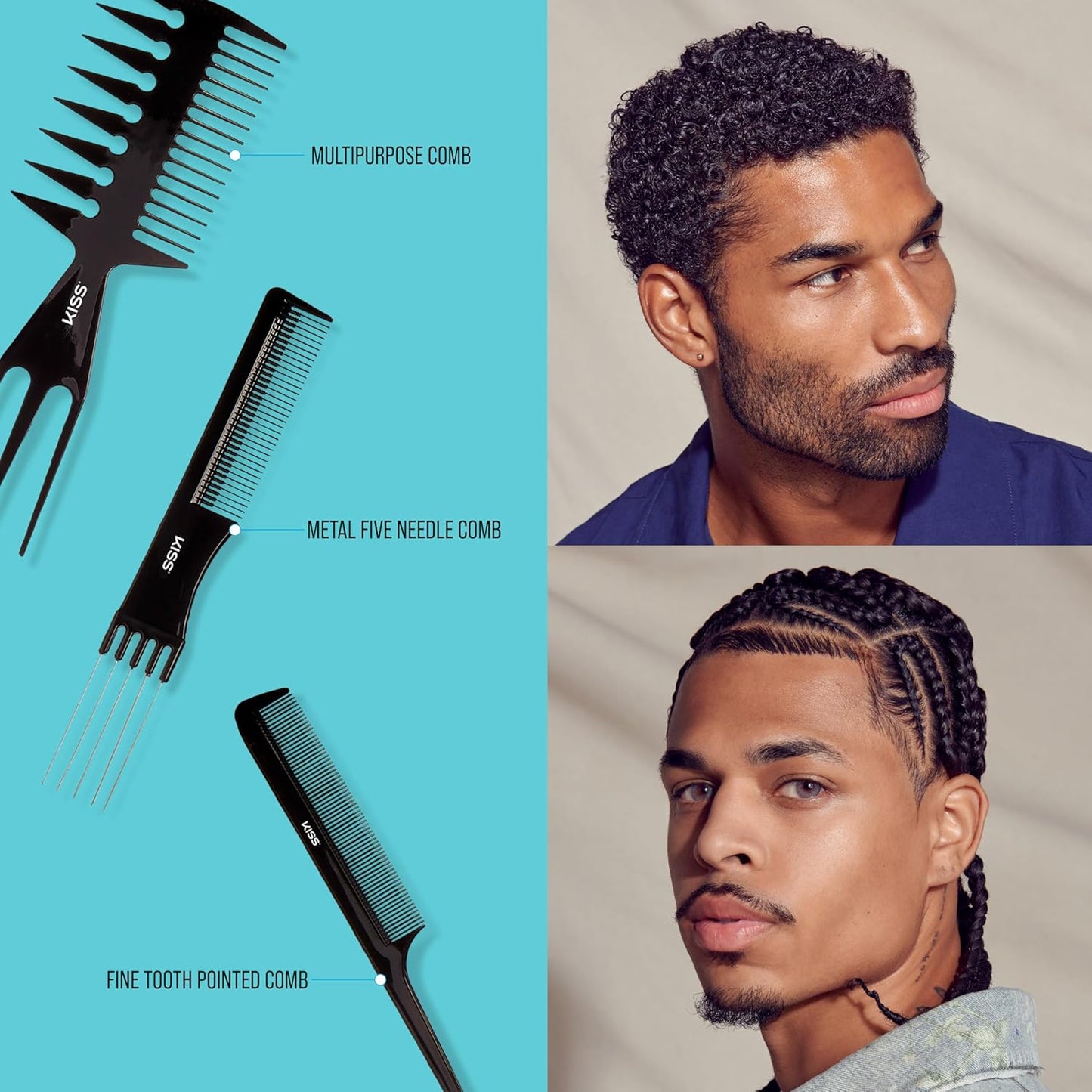 KISS Professional 10-Pc Comb Set-Detangle & Style Assortment