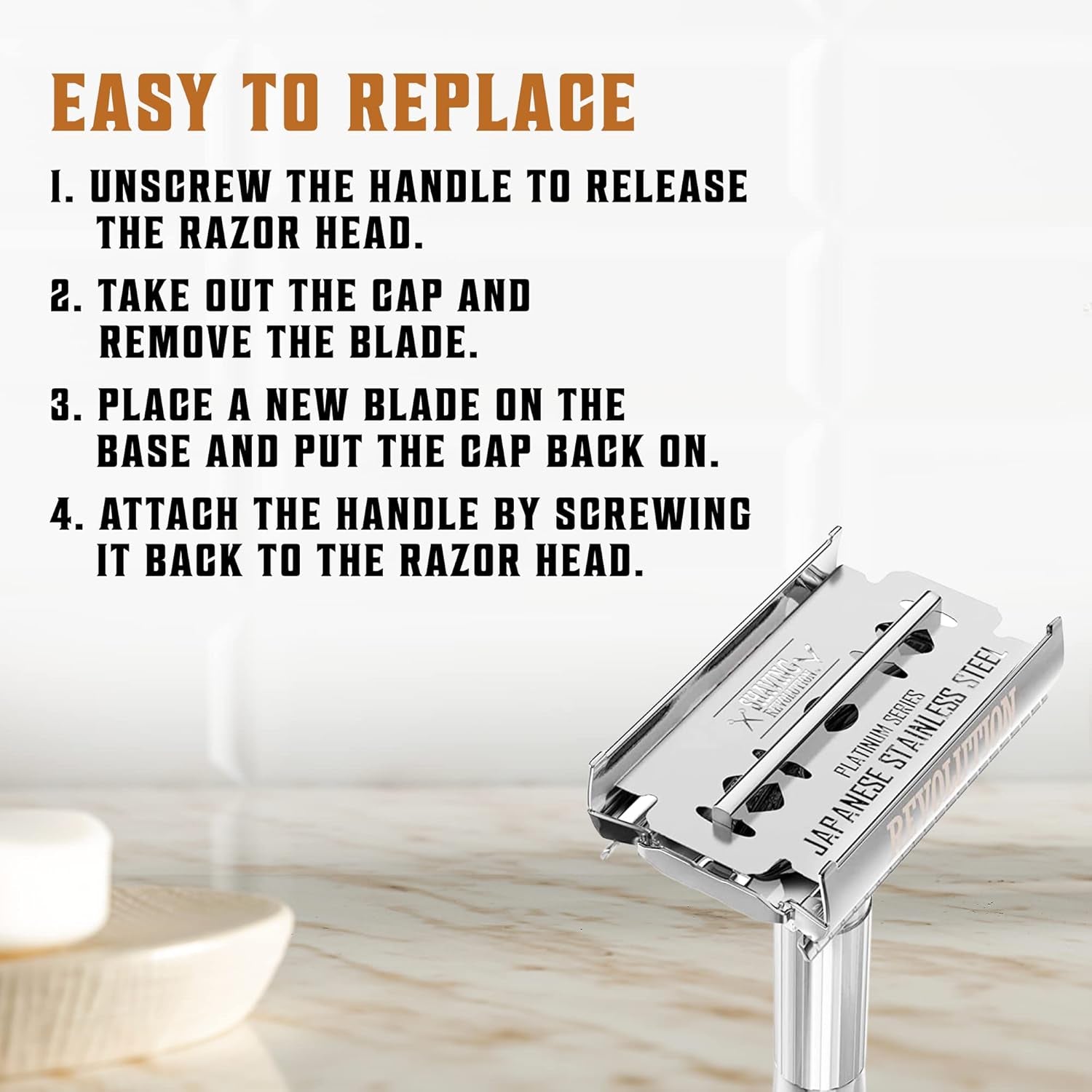 Double Edge Razor Blades - Men'S Safety for Shaving Platinum Japanese Stainless Steel a Smooth, Precise and Clean Shave - 50 Count