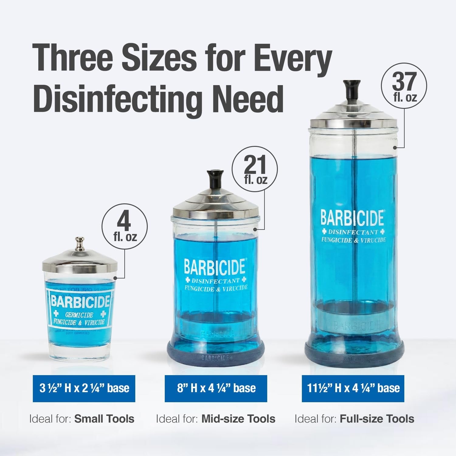 Disinfecting Jar (Large - 37 Fl Oz) – Durable Glass Immersion Container with Stainless Steel Lid and Tray – Professional Salon, Spa & Barber Tool Sanitizer for Combs, Brushes & Implements